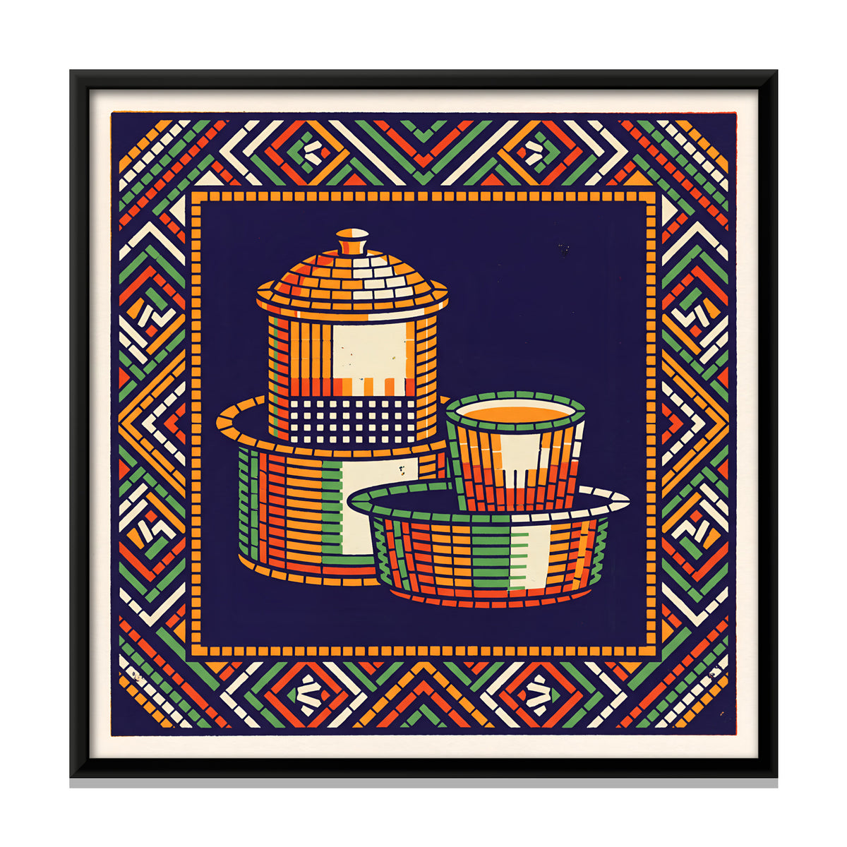 Filter Coffee Set - framed canvas print, front view