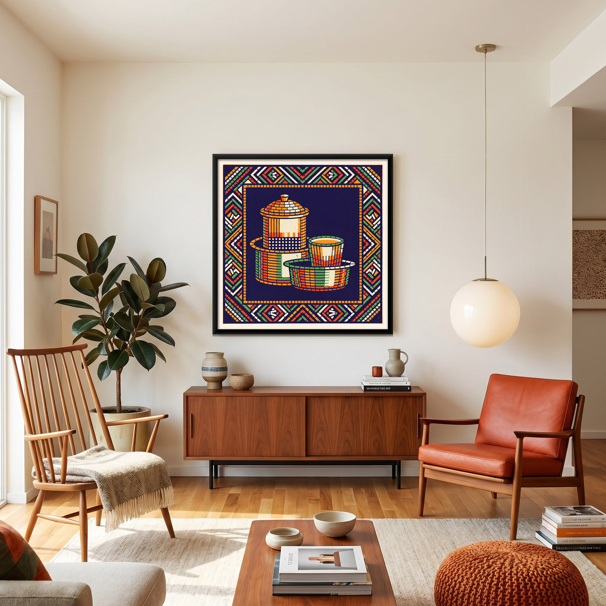 Filter Coffee Set - canvas art shown in a styled room