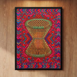 Woven Cane Hourglass Stool