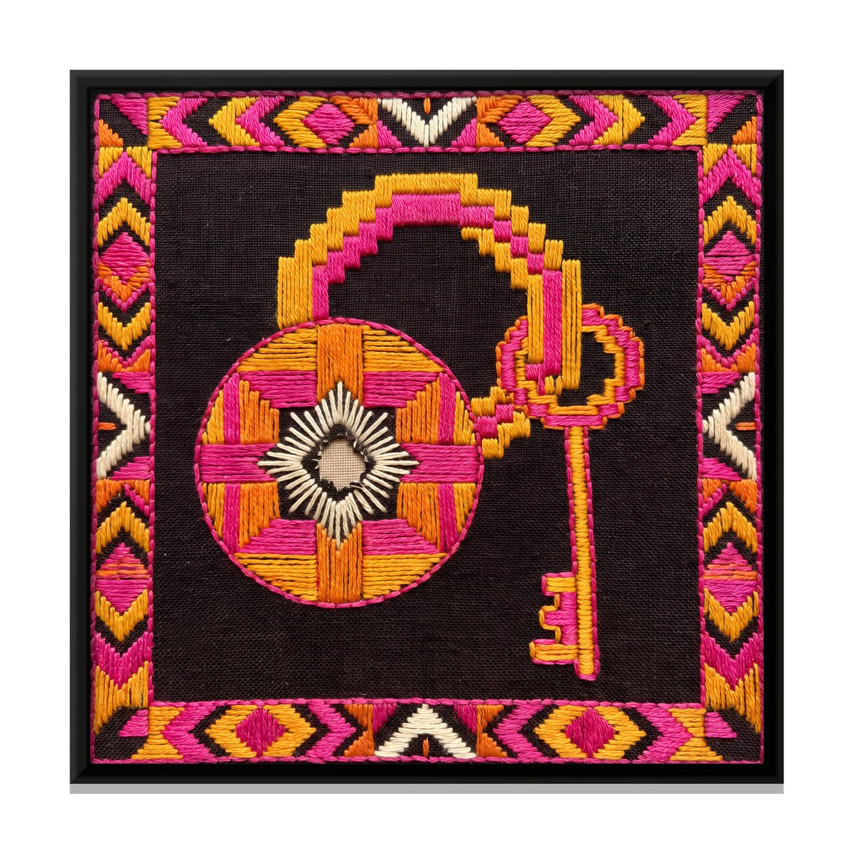 Padlock and Key - framed canvas print, front view