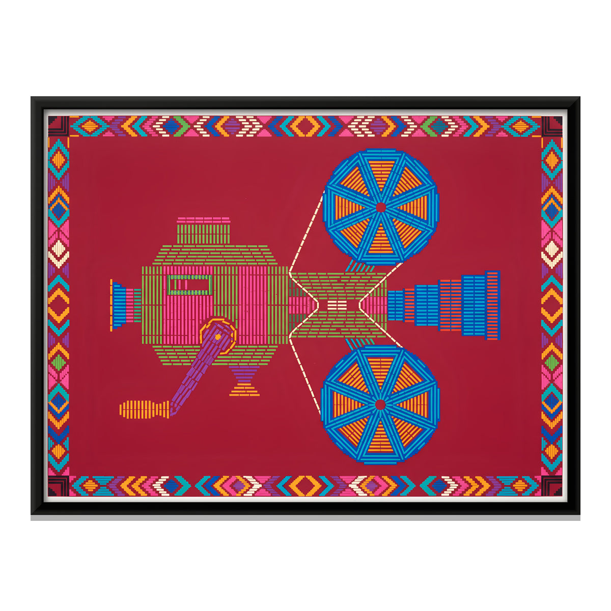 Film Projector with Reels - framed canvas print, front view