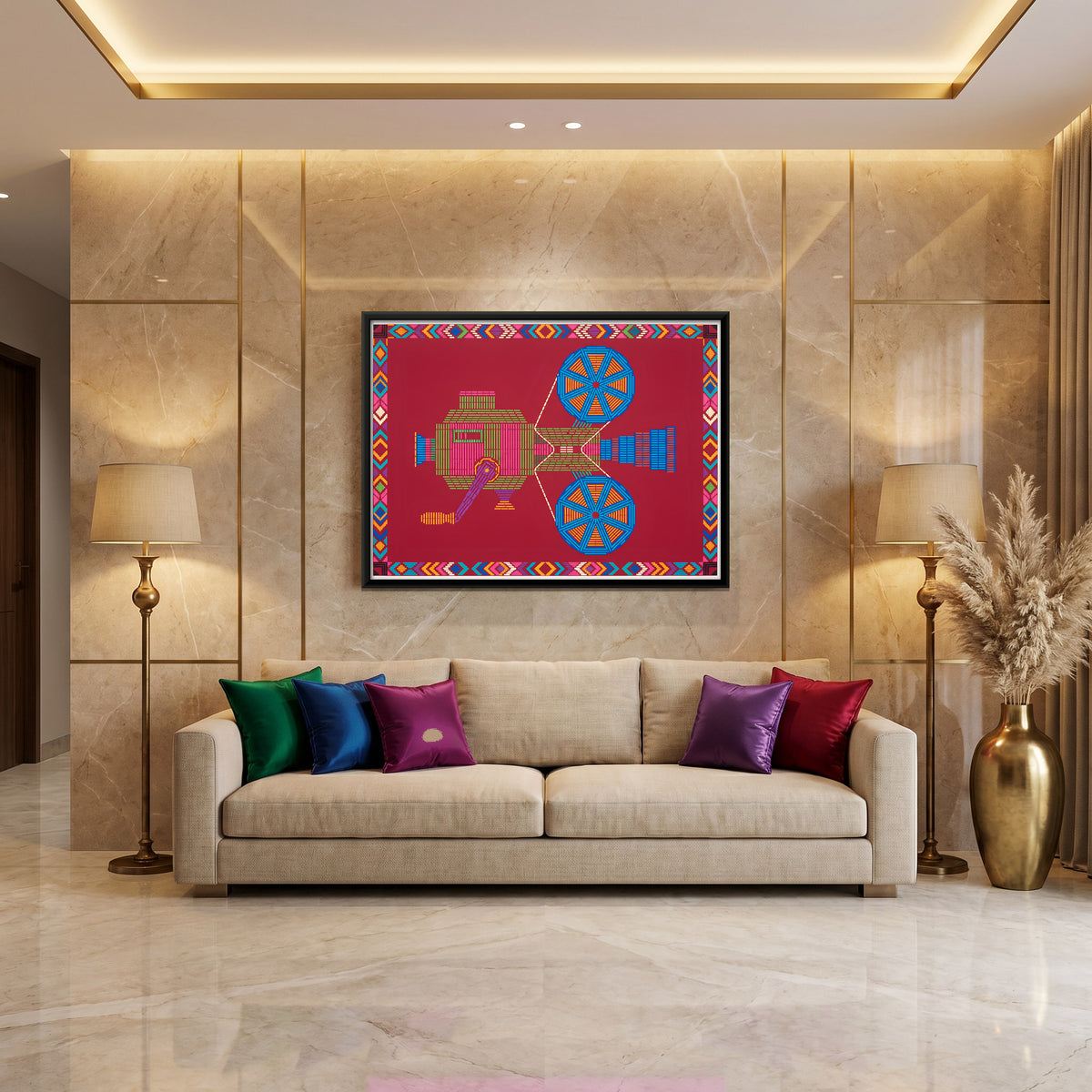 Film Projector with Reels - canvas art shown in a styled room