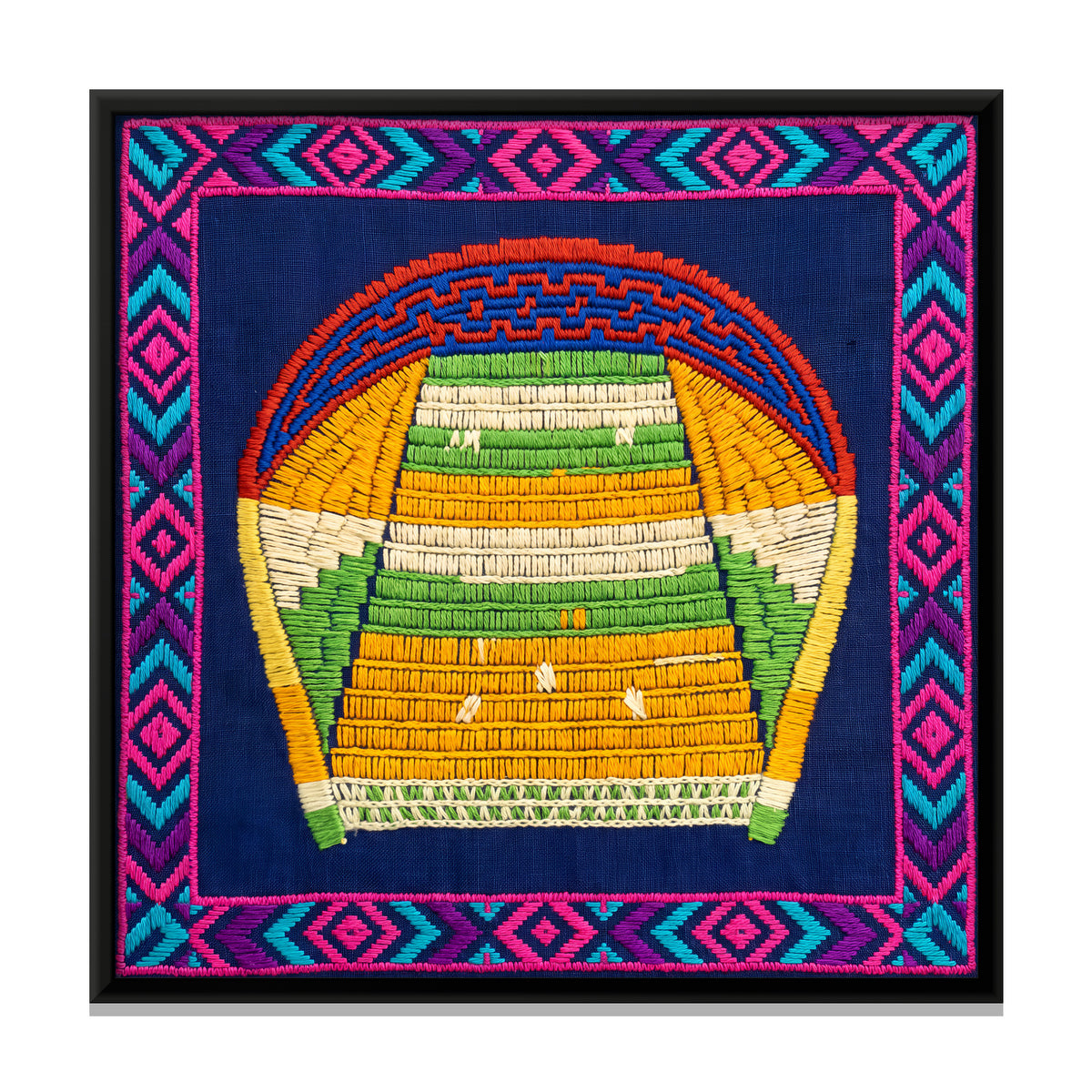 Woven Winnowing Basket - framed canvas print, front view