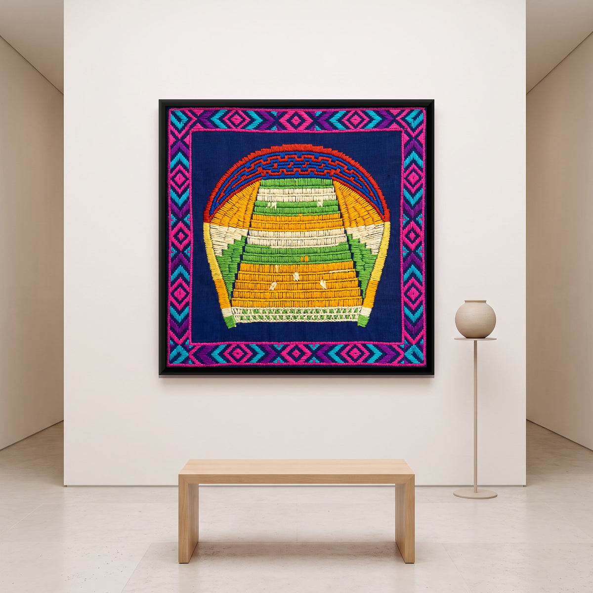 Woven Winnowing Basket - canvas art shown in a second room setting