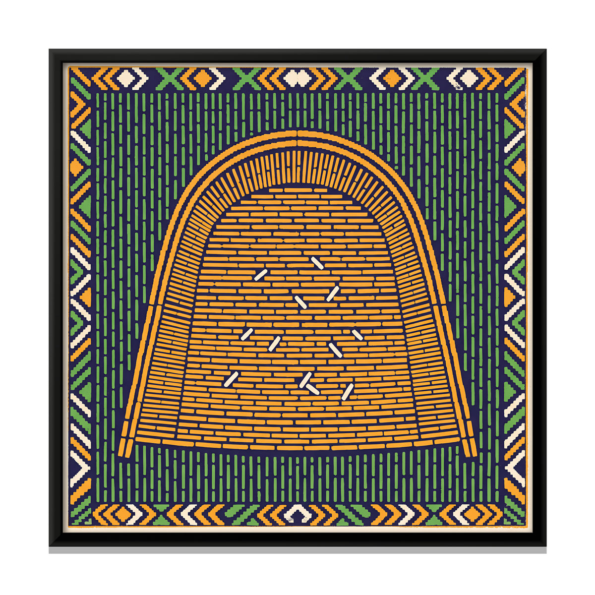 Winnowing Fan with Grain - framed canvas print, front view