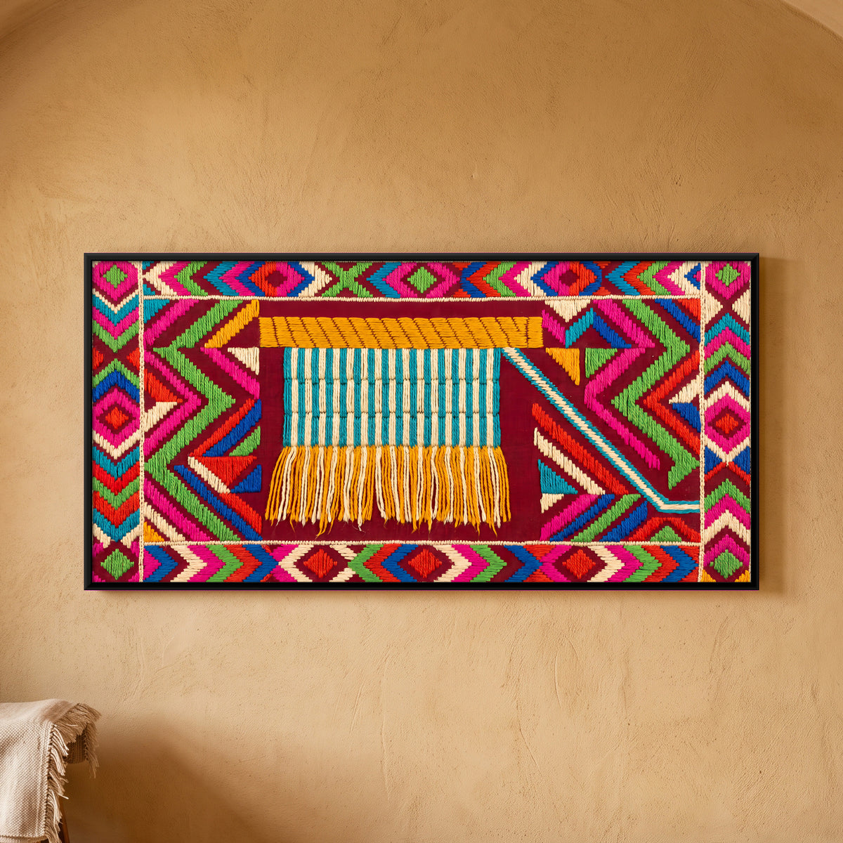 Hand-Pulled Ceiling Fan - framed canvas art hung on a wall