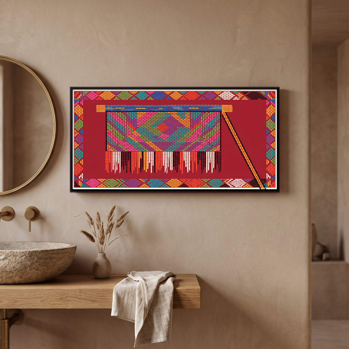 Hanging Cloth Punkah - canvas art shown in a second room setting