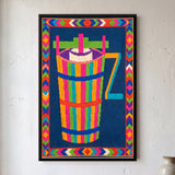 Hand-cranked Wooden Kulfi Churn in Indigo