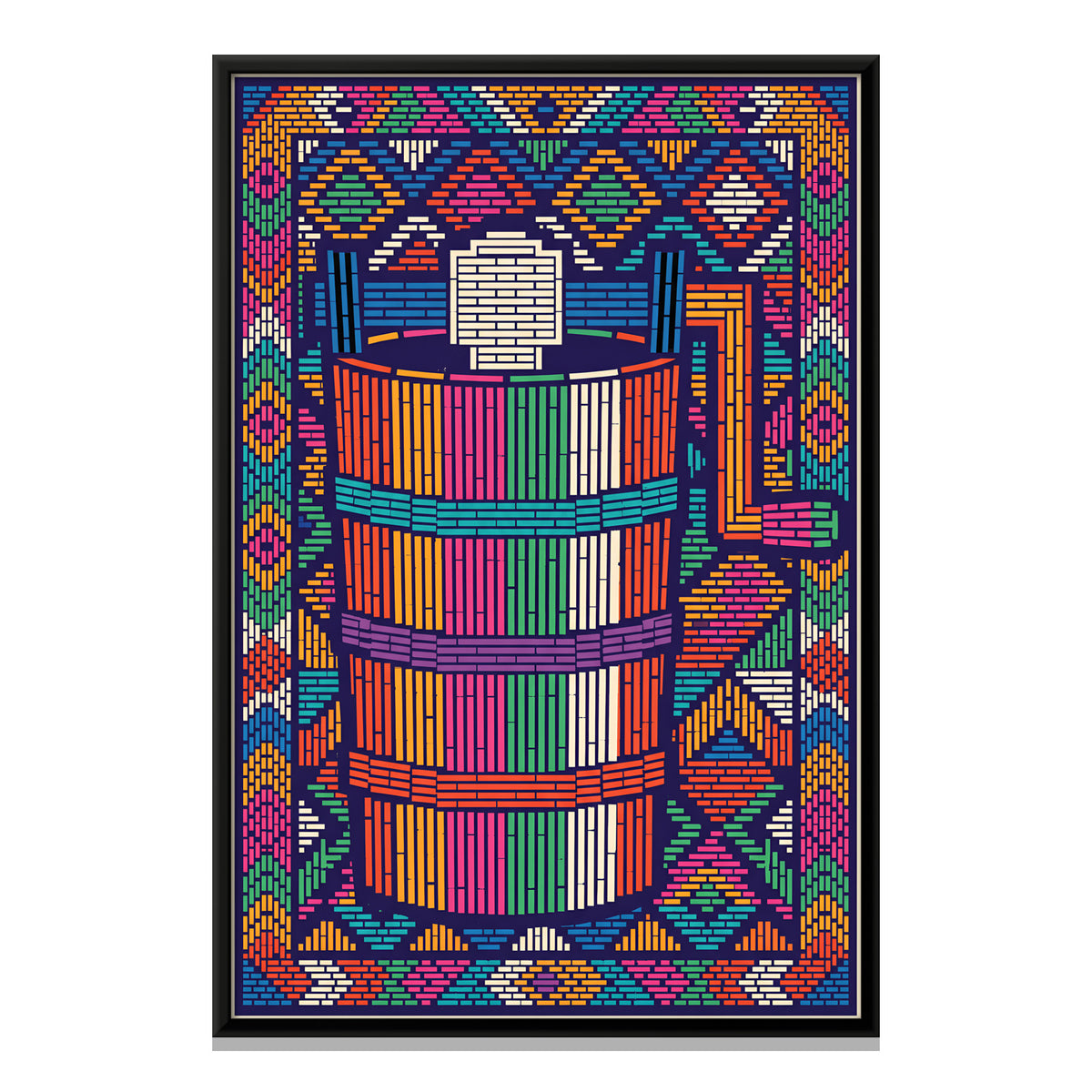 Kulfi Churn - framed canvas print, front view