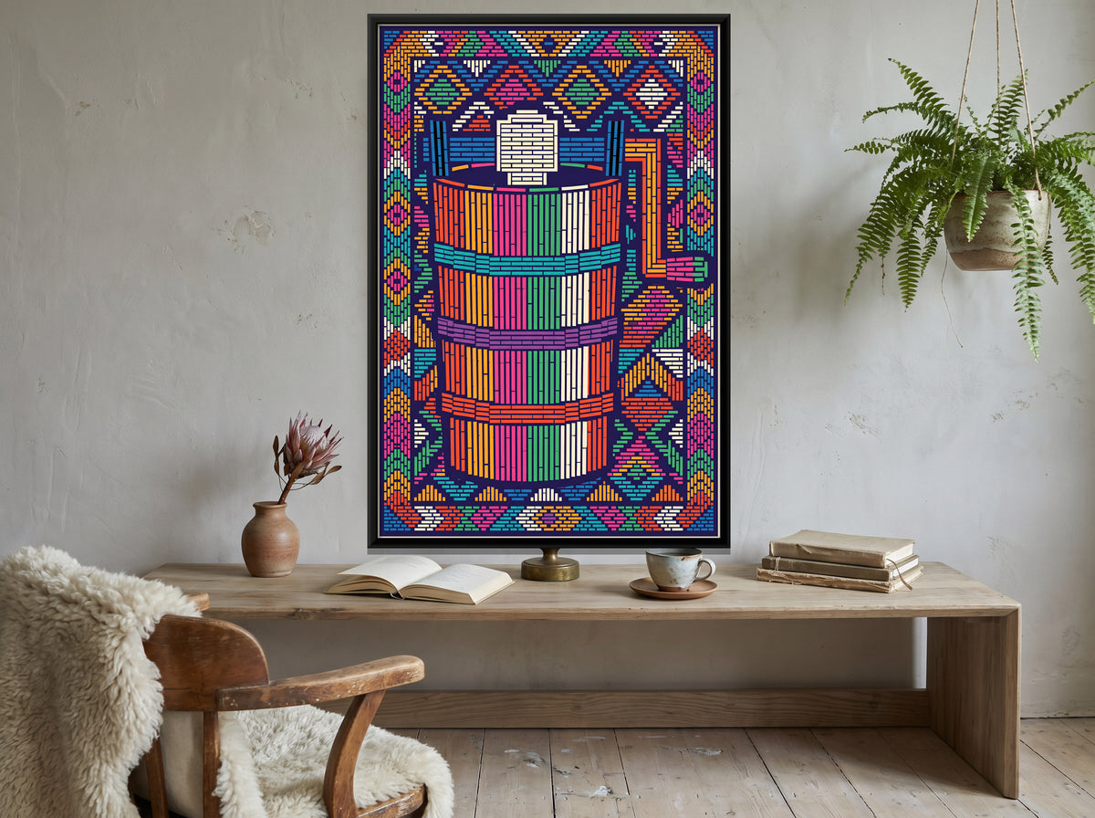 Kulfi Churn - canvas art shown in a second room setting