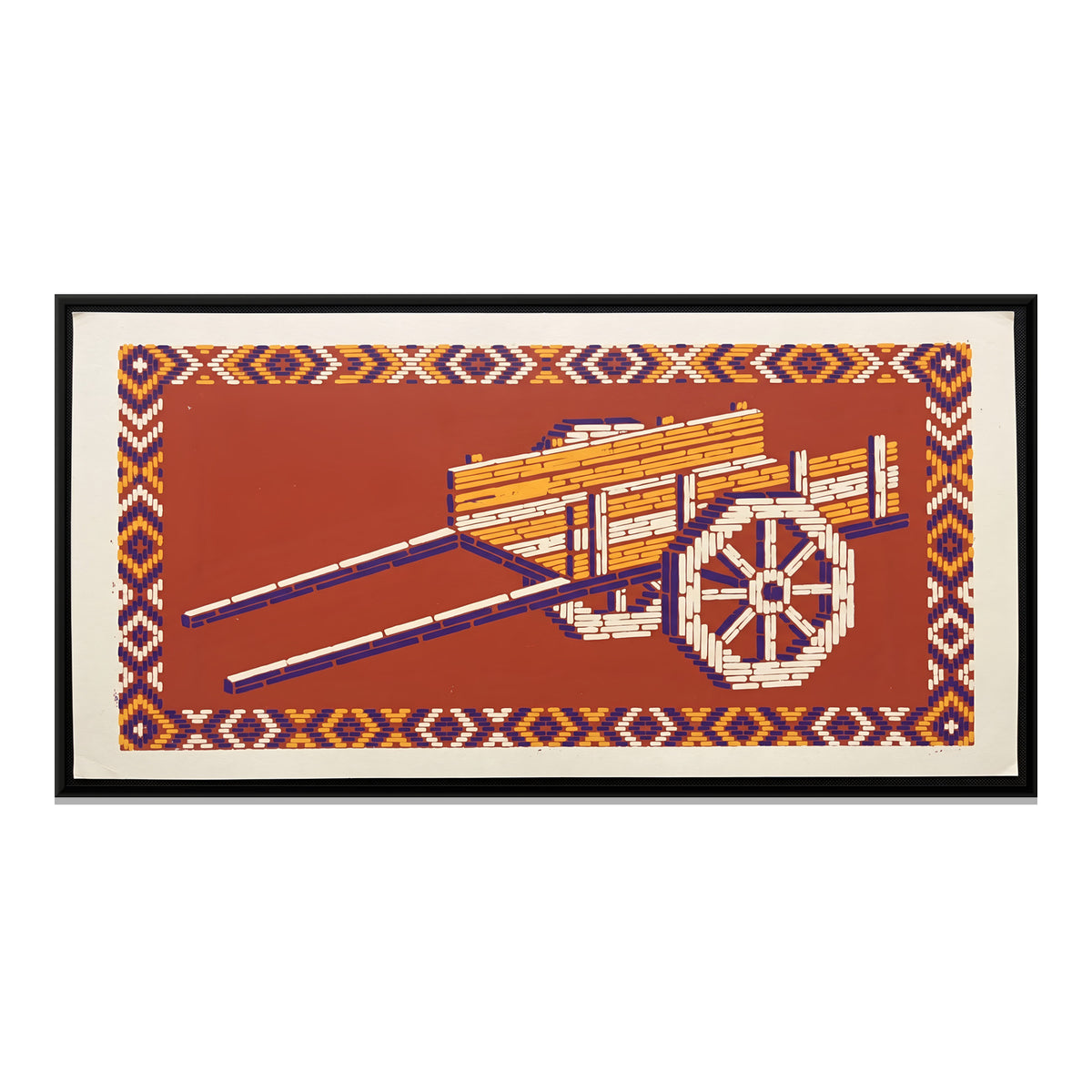 Wooden Handcart - framed canvas print, front view