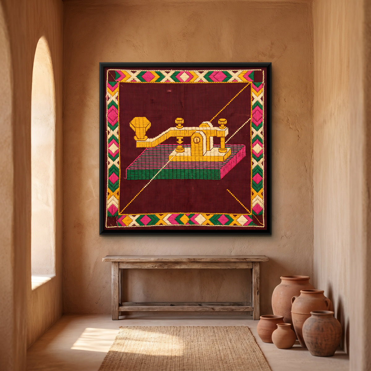Telegraph Key - canvas art shown in a styled room