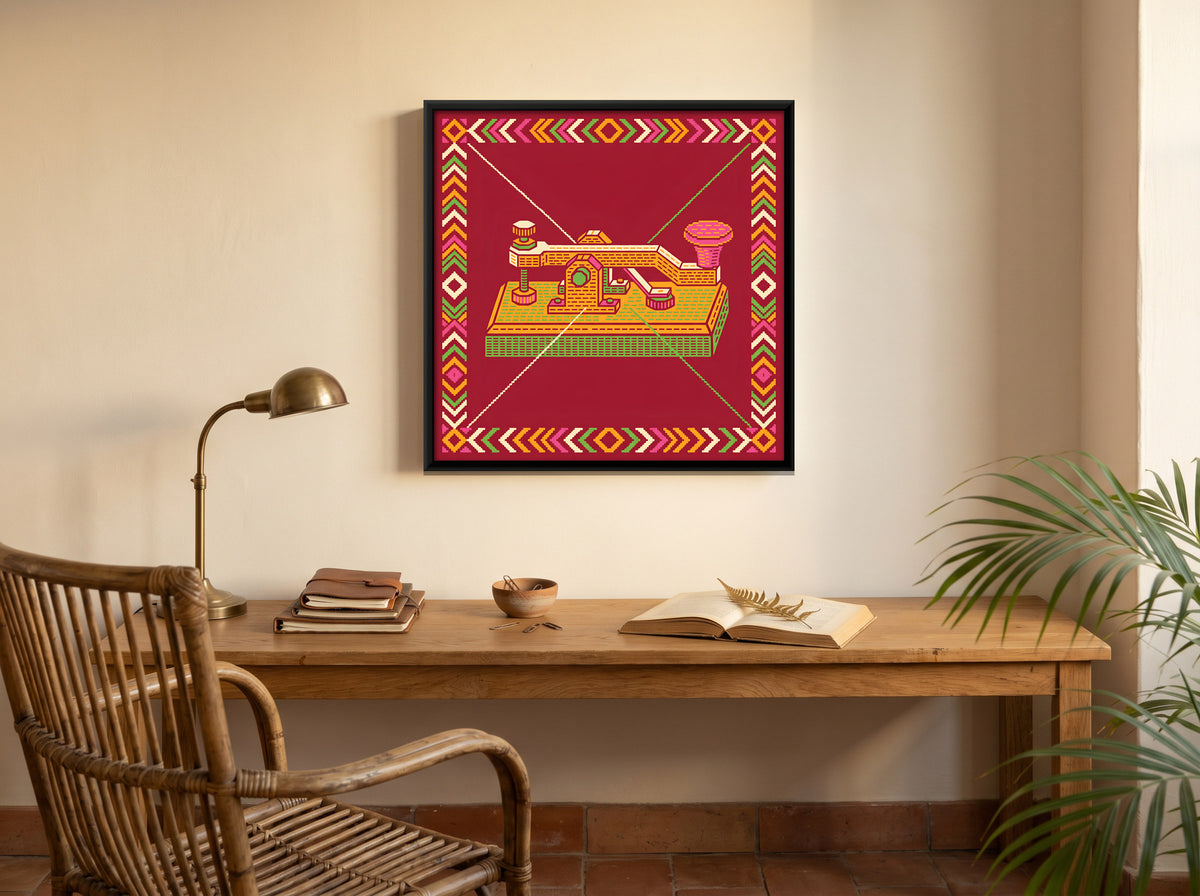 Telegraph Key - canvas art shown in a second room setting