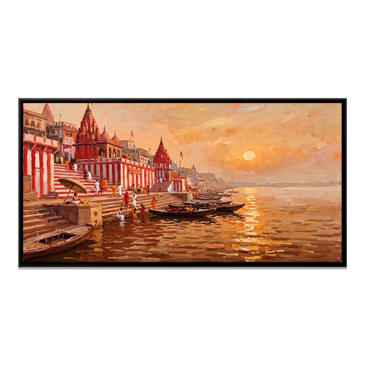 Red and White Striped Ghat - framed canvas print, front view