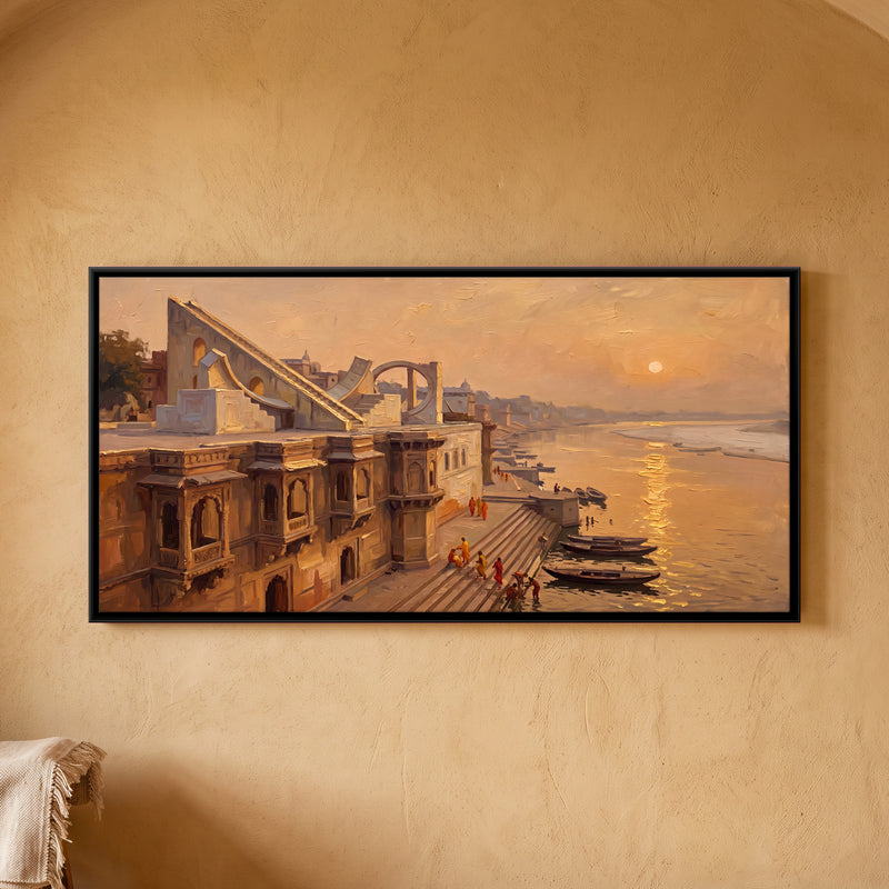 Observatory Above the Ghats - framed canvas art hung on a wall