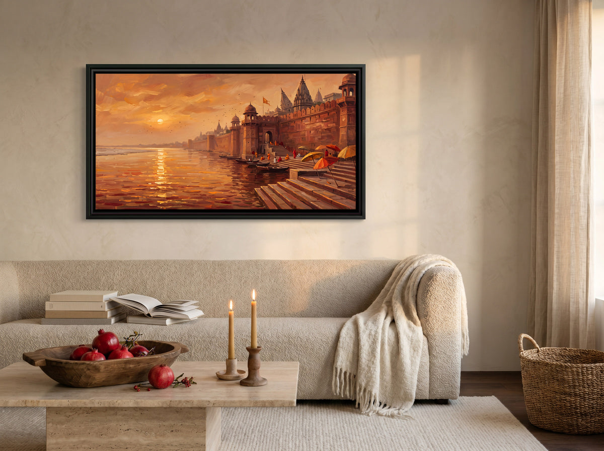 Sandstone Fort at Sunrise - canvas art shown in a second room setting