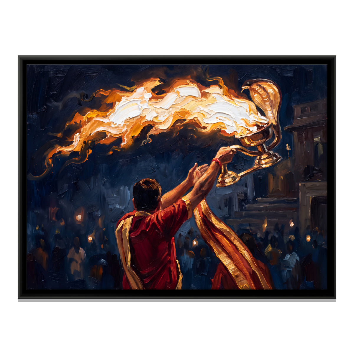 Ganga Aarti - framed canvas print, front view