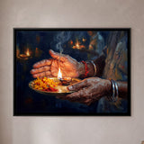 Hands Holding a Diya Thali