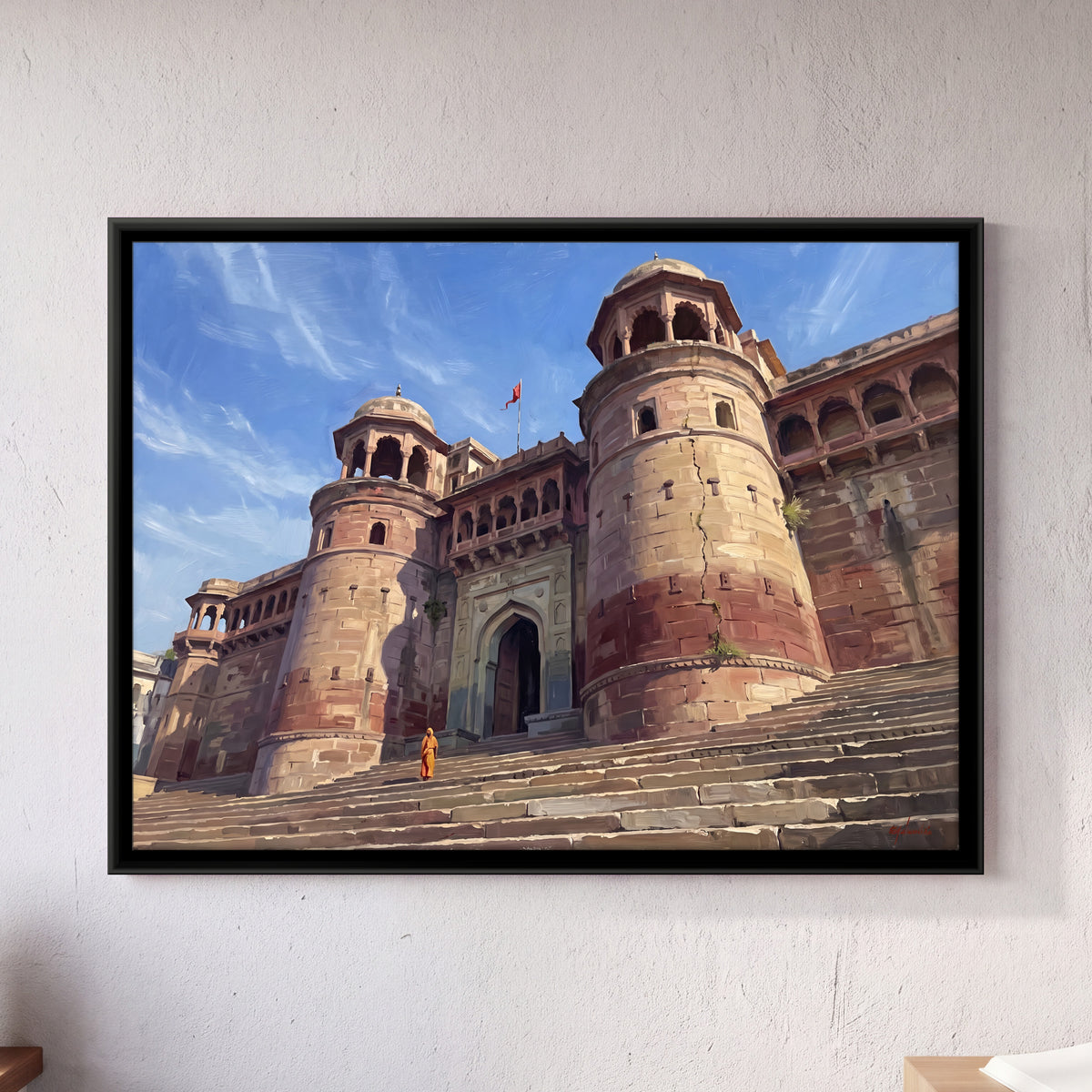 Fort Gateway Above the Ghats - framed canvas art hung on a wall