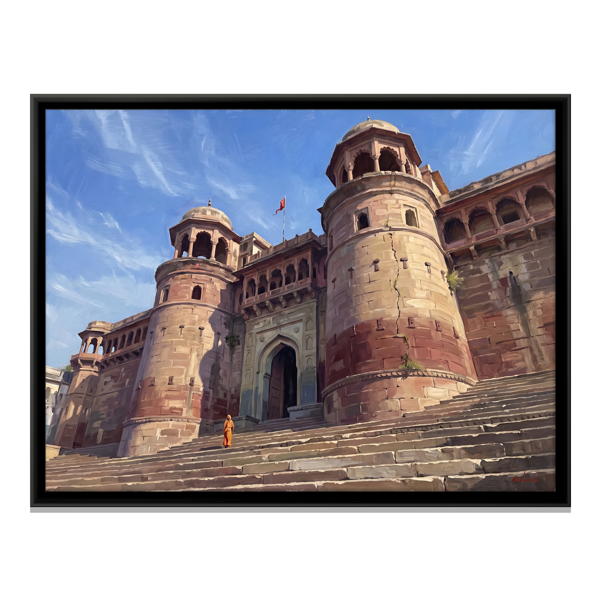 Fort Gateway Above the Ghats - framed canvas print, front view