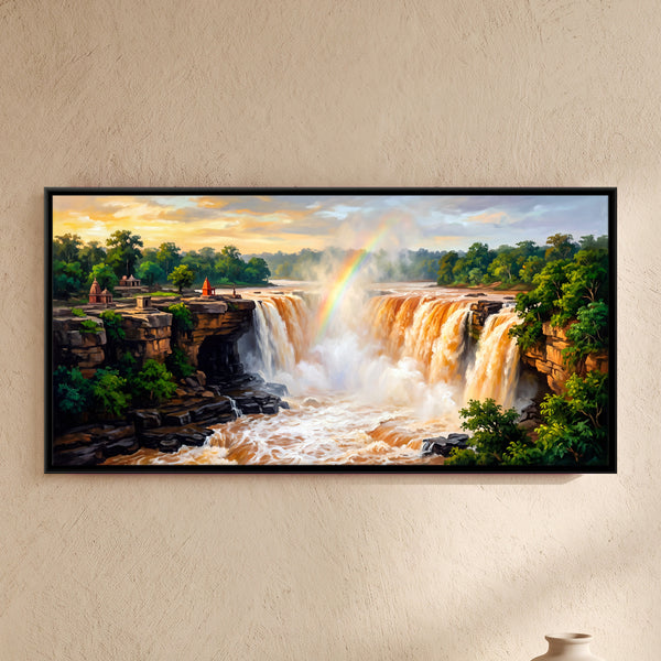 Waterfall with Cliff Temples