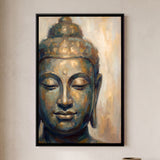 Buddha Head and Shoulders with Closed Eyes in Sand