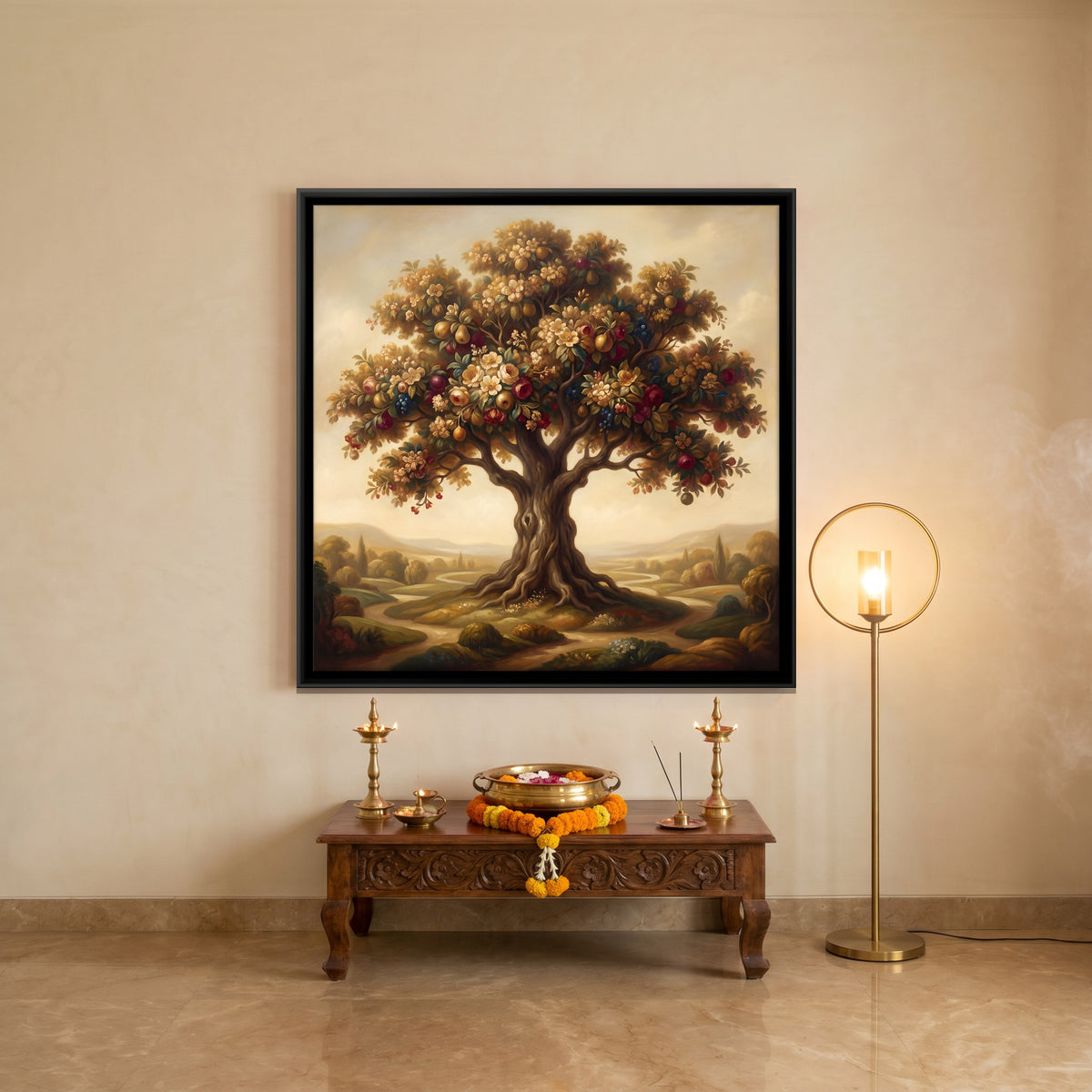 Blossoming Tree of Life - canvas art shown in a styled room