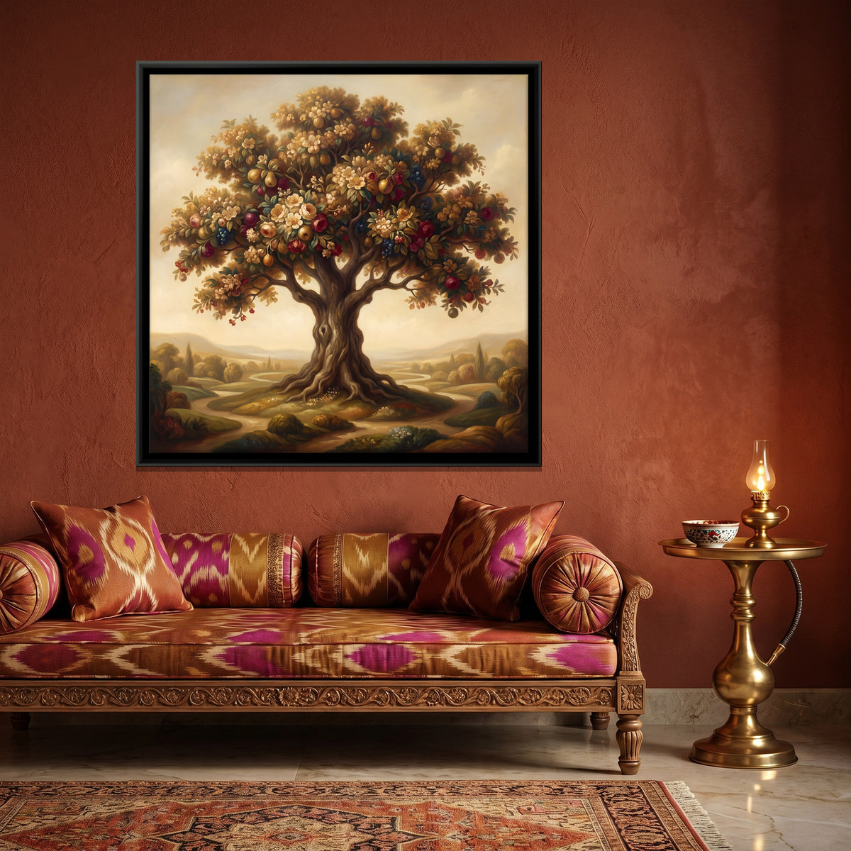 Blossoming Tree of Life - canvas art shown in a second room setting