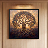 Tree of Life Silhouetted Against Radiating Sunlight