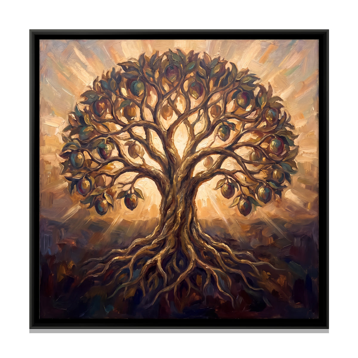 Tree of Life Against the Sun - framed canvas print, front view