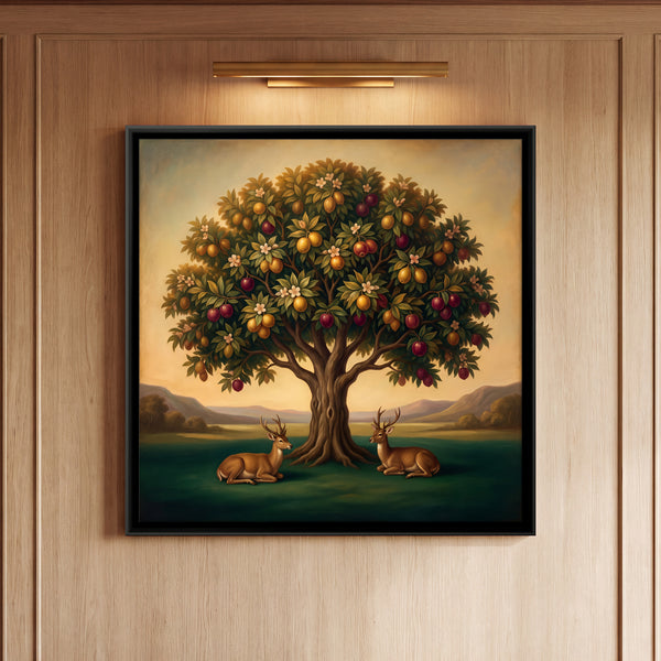 Tree of Life with Two Deer Resting Beneath