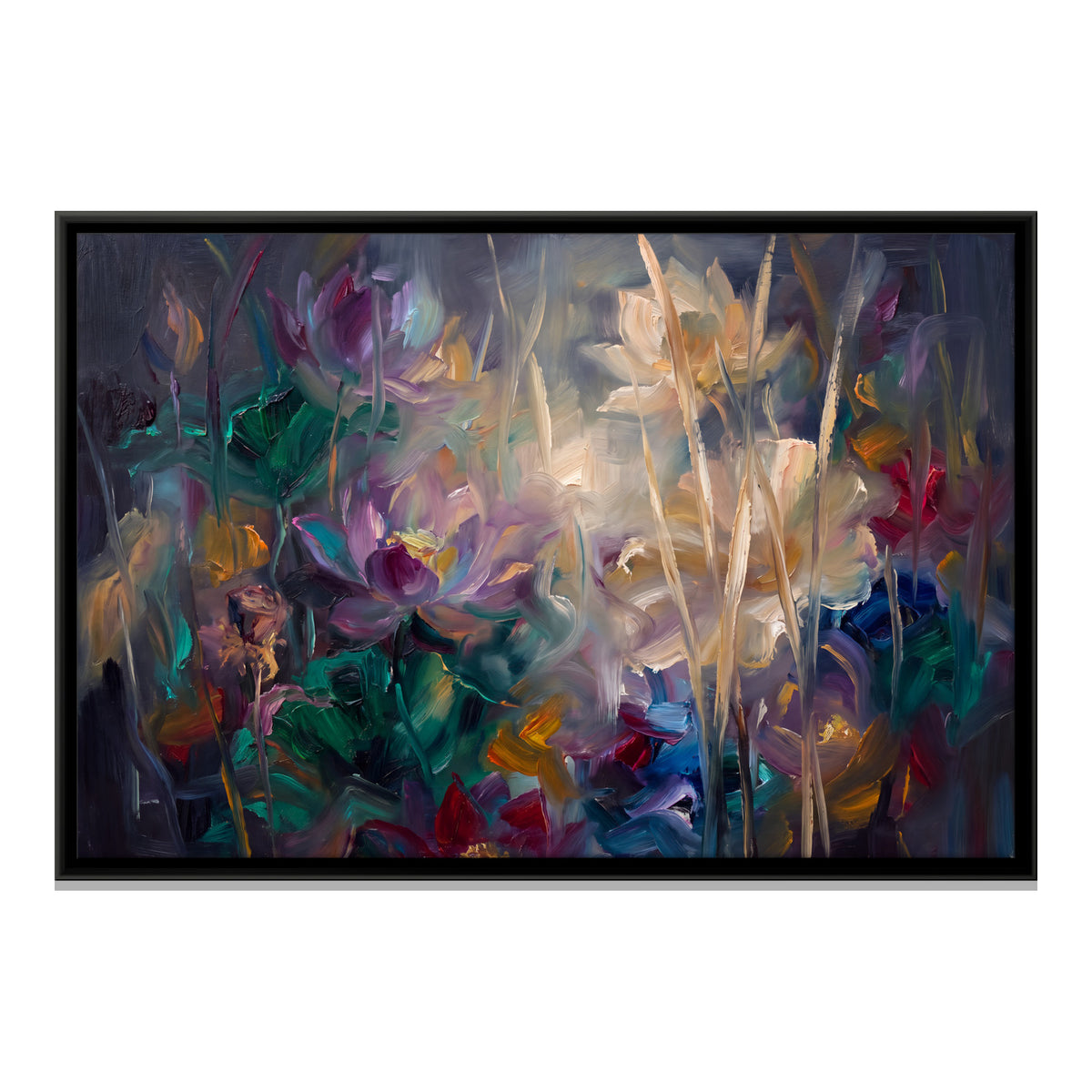 Wildflowers at Twilight - framed canvas print, front view
