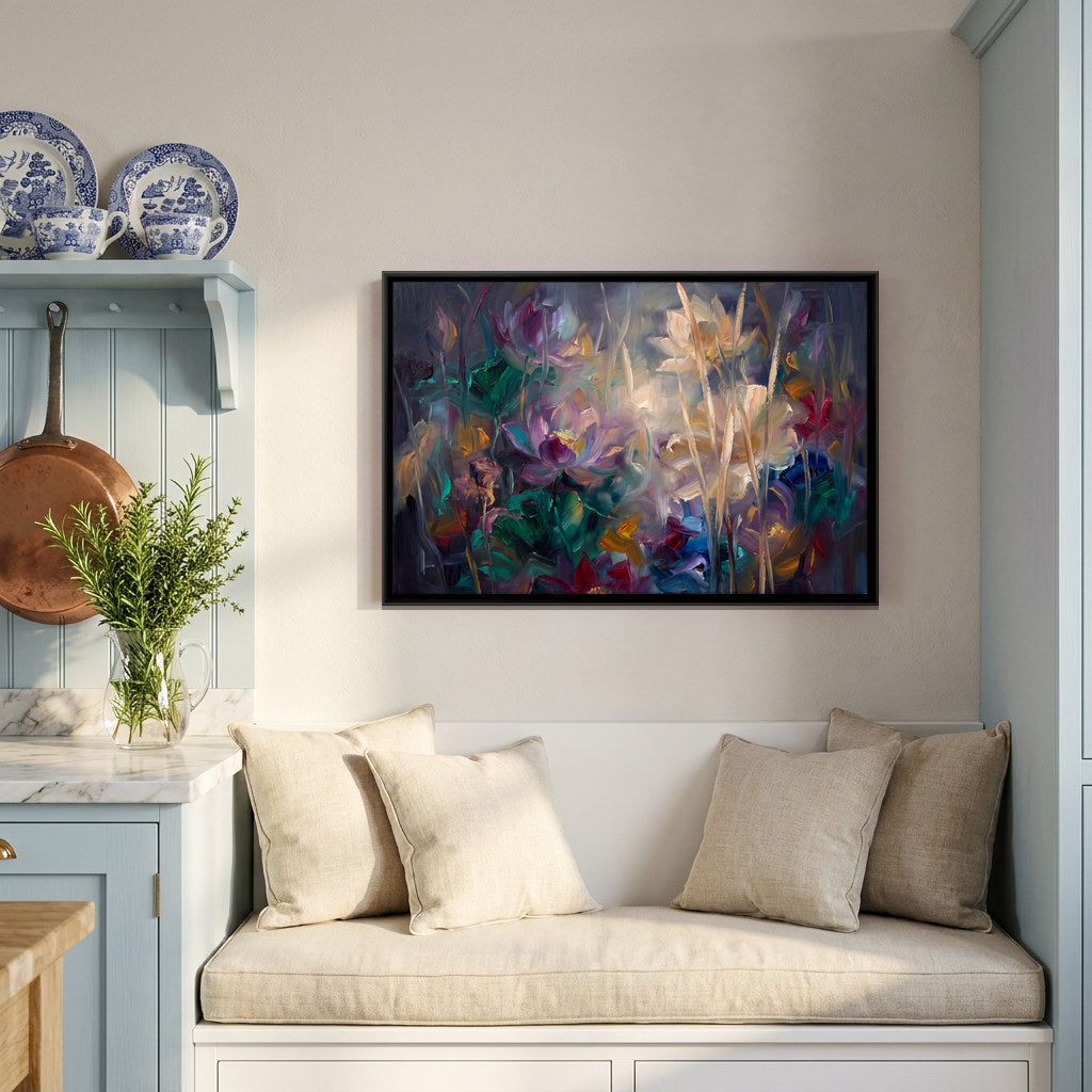 Wildflowers at Twilight - canvas art shown in a second room setting