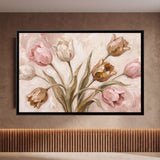 Pink and Cream Tulips on Stems