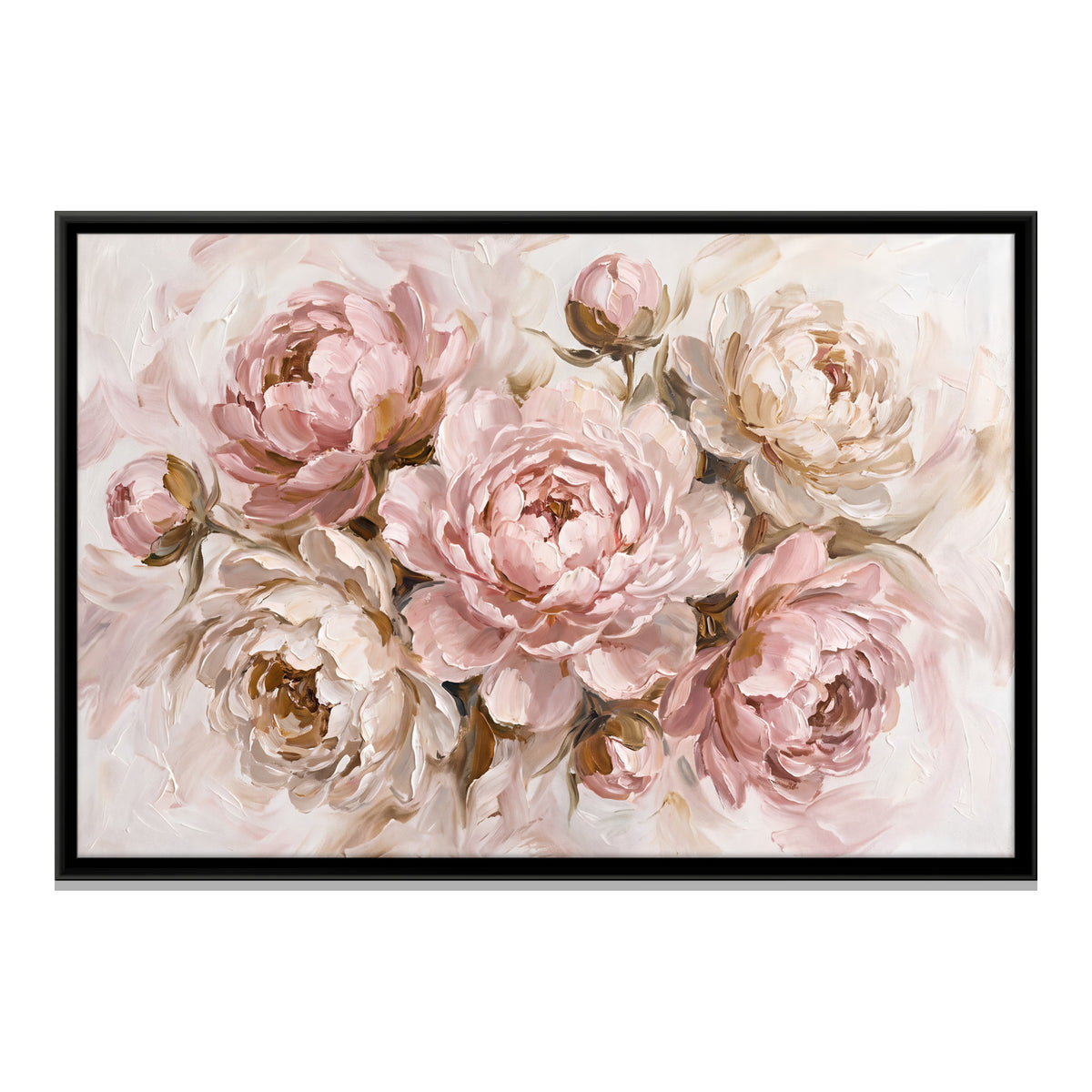 Blush Peonies - framed canvas print, front view