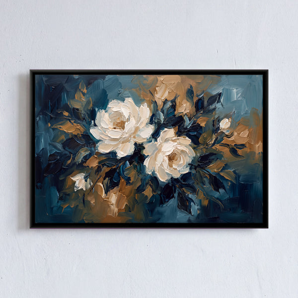 White Roses on Dark Background