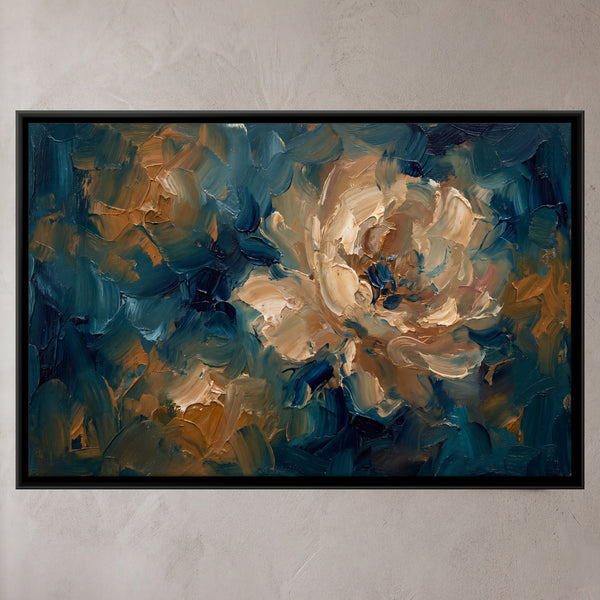 Cream Peonies on Teal Background