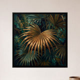 Fan Palm Leaves with a Central Golden Leaf
