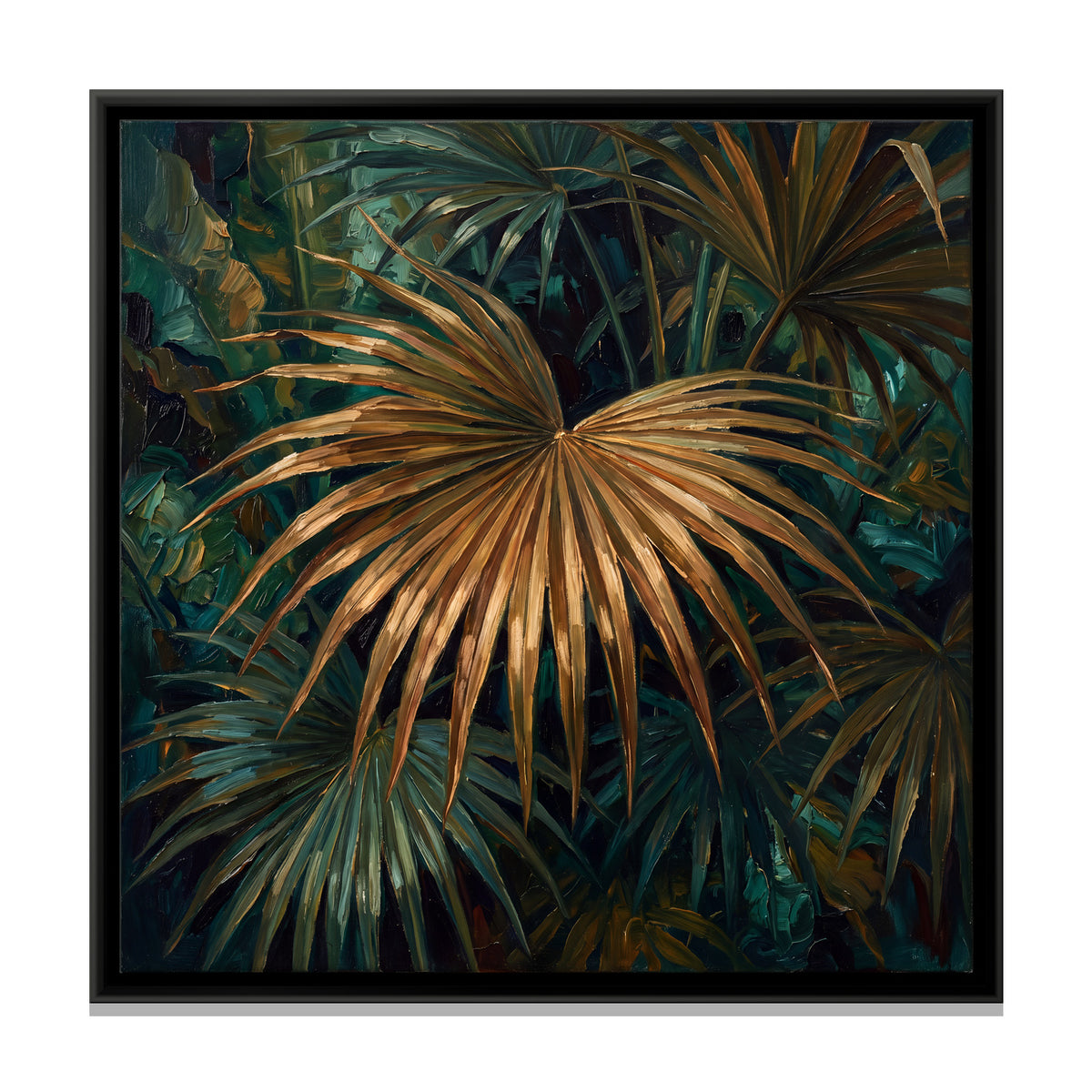 Golden Fan Palm Leaf - framed canvas print, front view