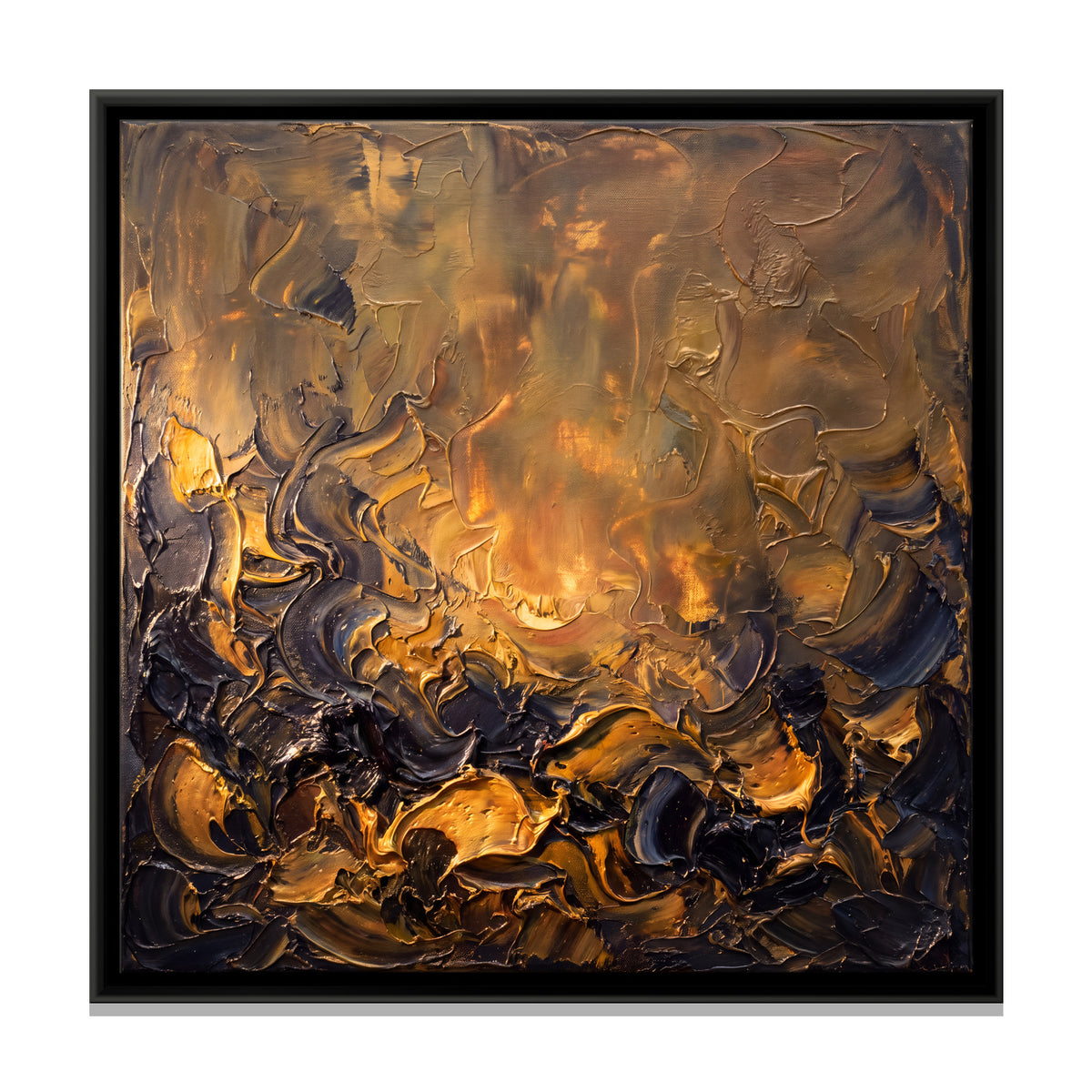 Gold Glow Over a Dark Horizon - framed canvas print, front view