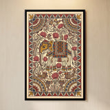 Decorated Elephant Among Lotus Flowers in Sand