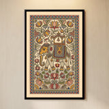 Decorated Elephant Among Lotus Flowers in Sand, 3:2