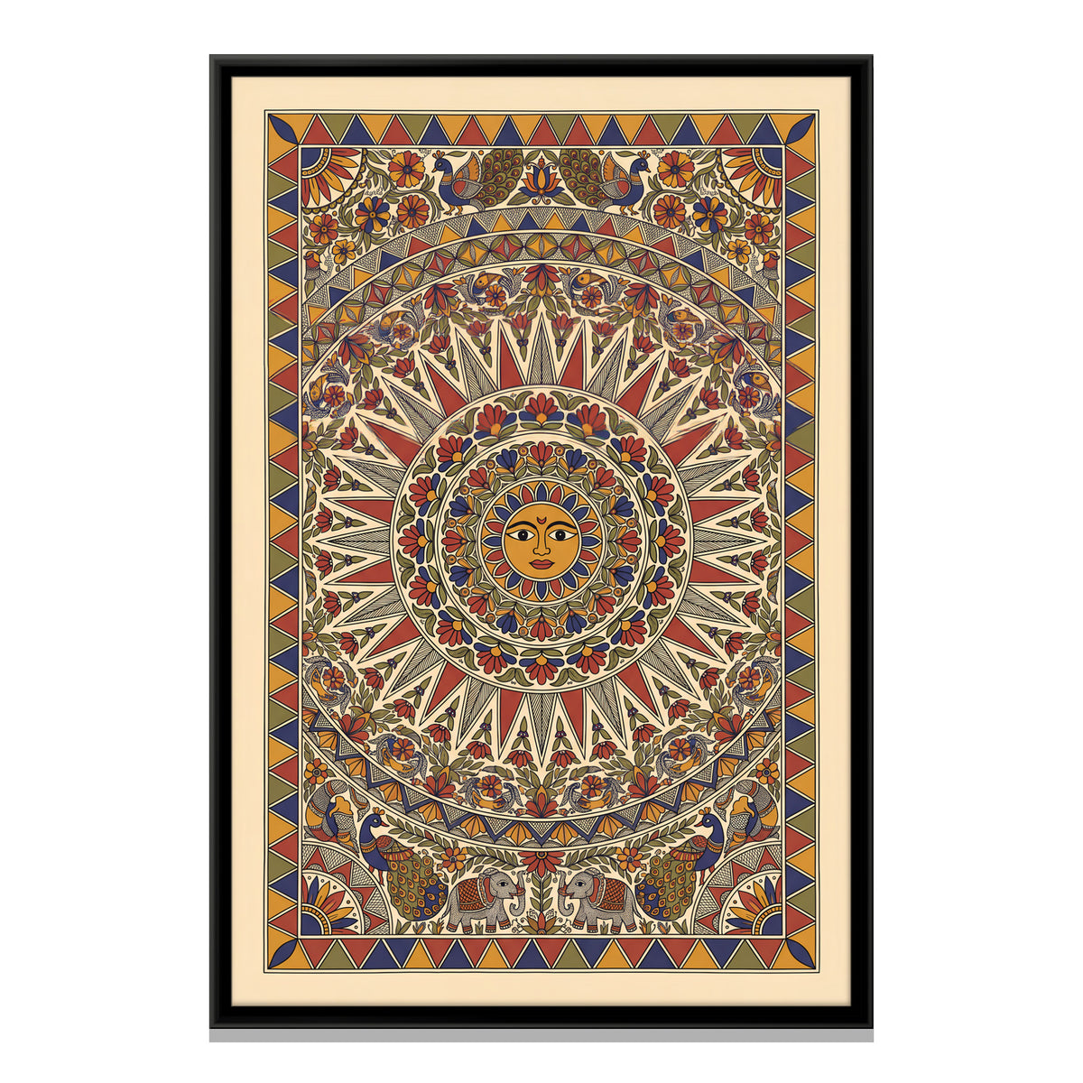Surya the Sun God - framed canvas print, front view