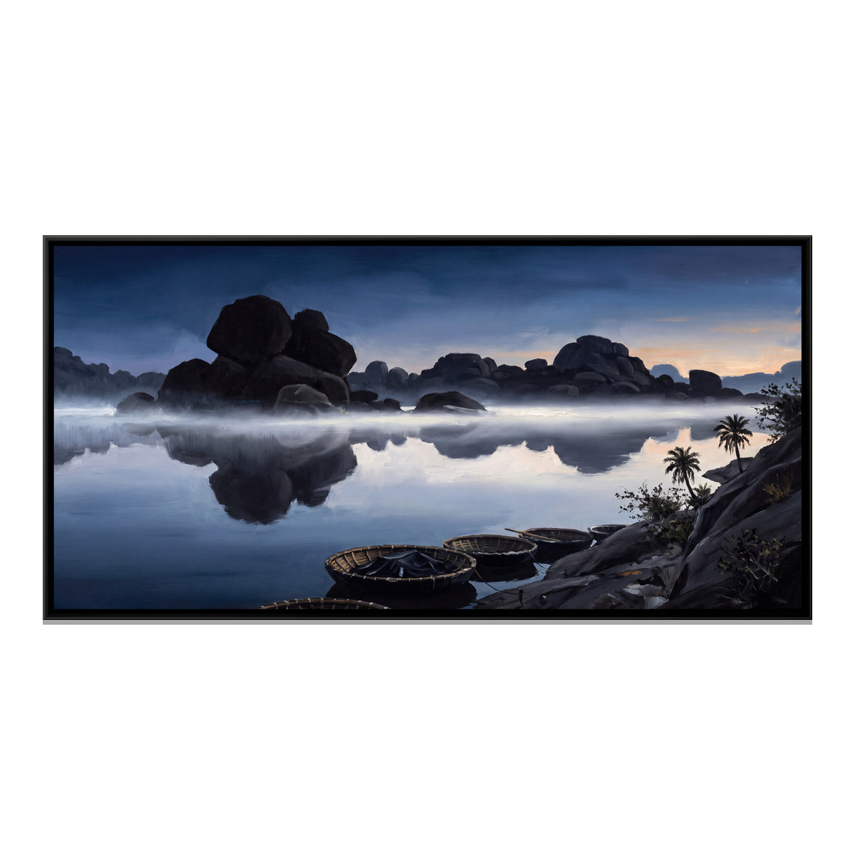 Sanapur Lake in the Blue Hour - framed canvas print, front view