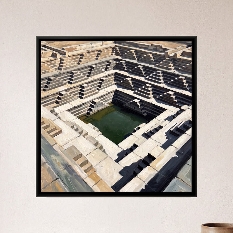 Royal Stepped Tank at Noon - framed canvas art hung on a wall