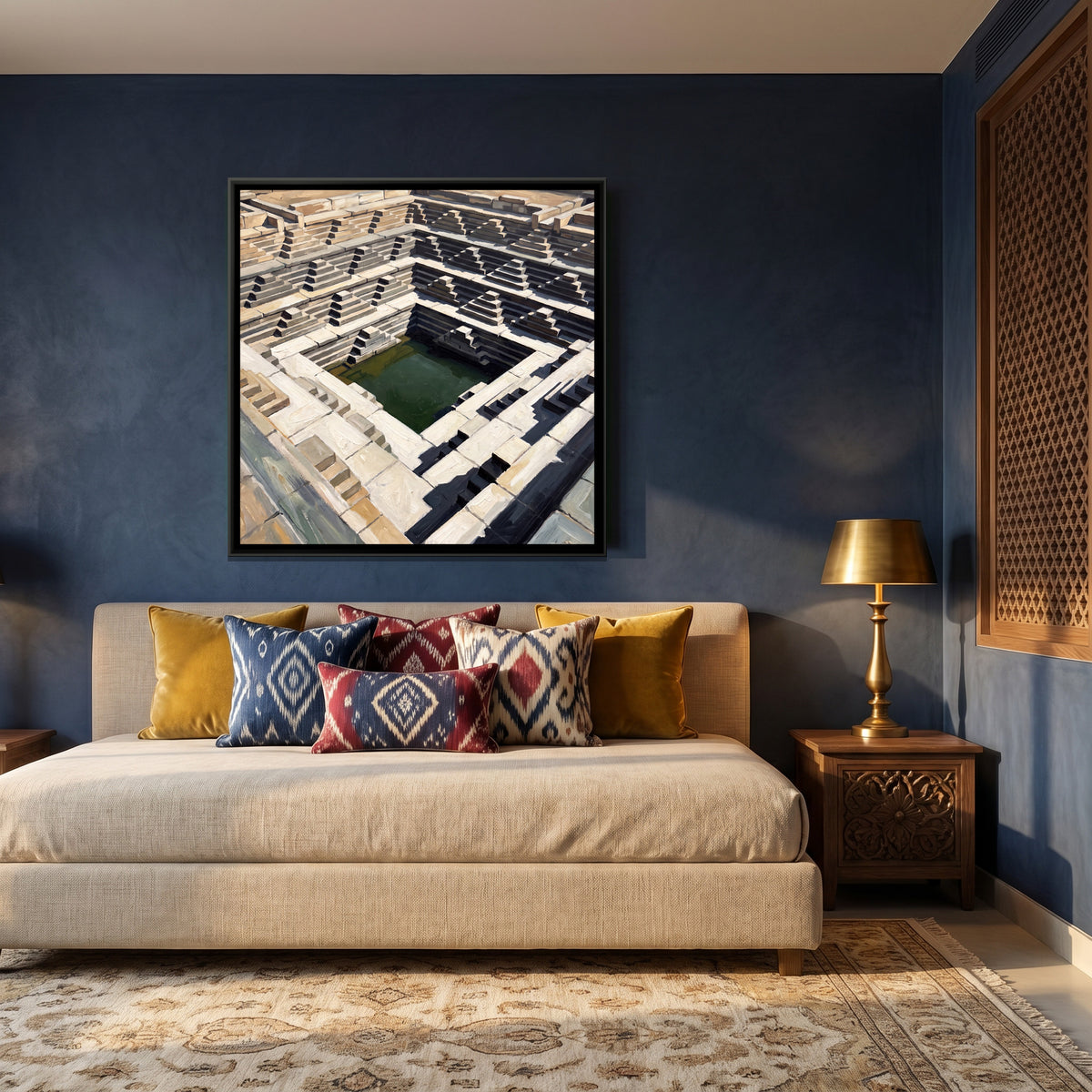 Royal Stepped Tank at Noon - canvas art shown in a styled room