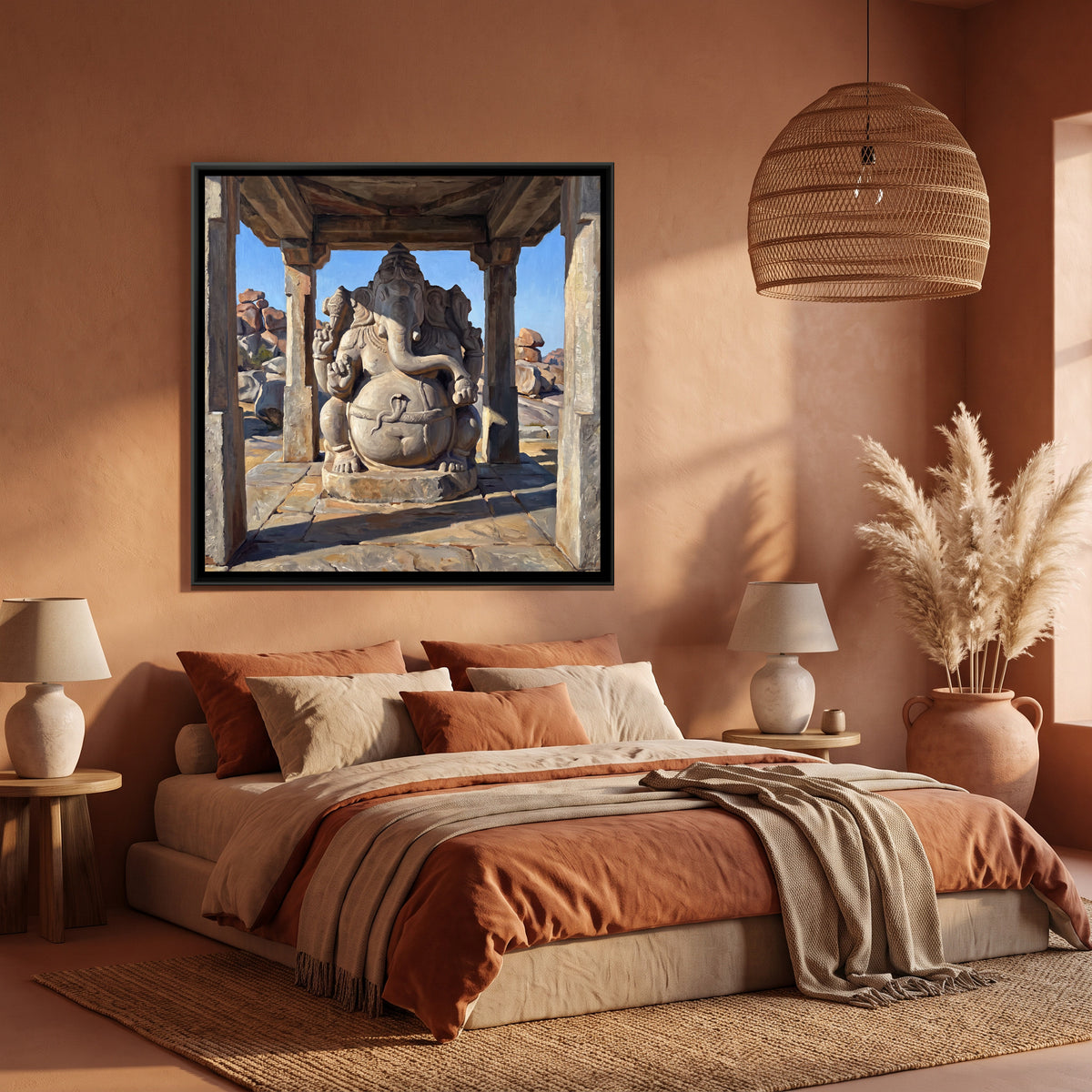 Sasivekalu Ganesha in its Pavilion - canvas art shown in a second room setting