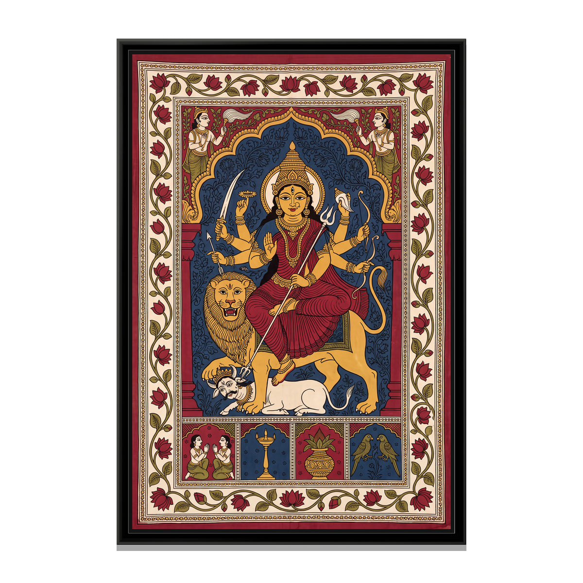Durga Slaying Mahishasura - framed canvas print, front view