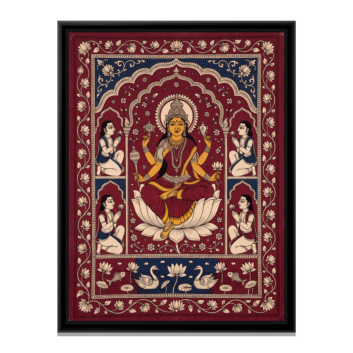 Siddhidatri Seated on a Lotus - framed canvas print, front view