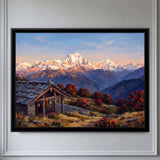 Hill Shrine Among Rhododendrons Facing Snow Peaks